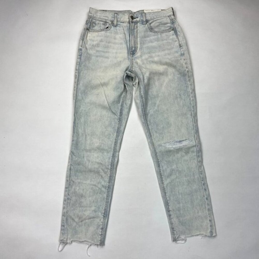 American Eagle Mom Jeans Bleached Out High Rise Women‎ 4 NWT Cotton Distressed